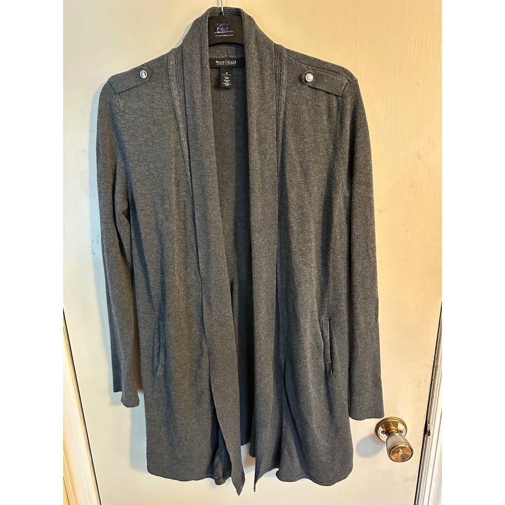 WHBM White House Black‎ Market Charcoal Gray Open Front Cardigan Sweater Medium